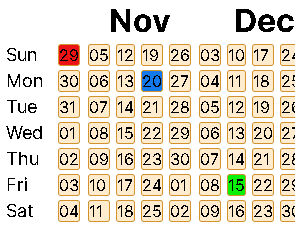 Lifevent calendar filled with colorful event markers